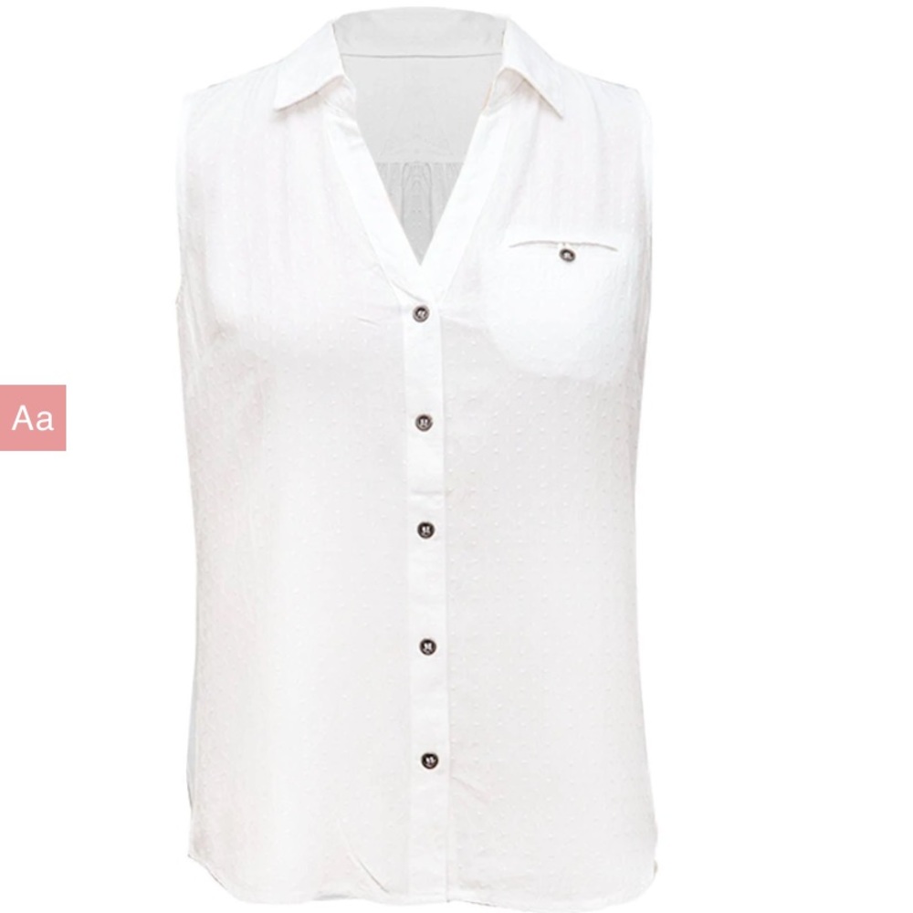 NWT Kut from the Kloth Lyndsey Button Up Sleeveless Top Blouse White